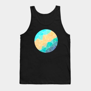 Turquoise and Peach Abstract Geometric Tank Top